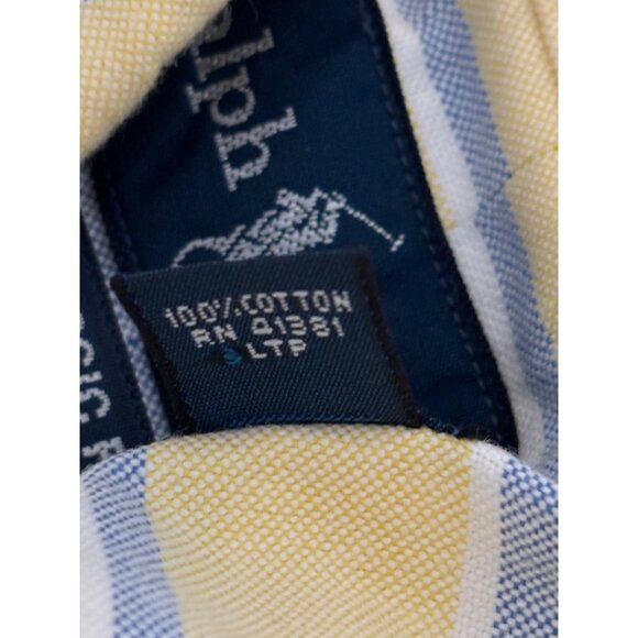 Ralph Lauren Shirt XXL Classic Fit Yellow Blue Stripe Oxford Preppy Old Money - Picture 6 of 16